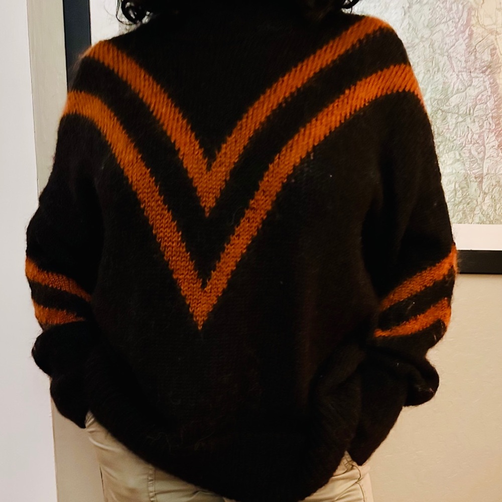 & Other Stories Black and Orange Chevron Turtleneck Sweater